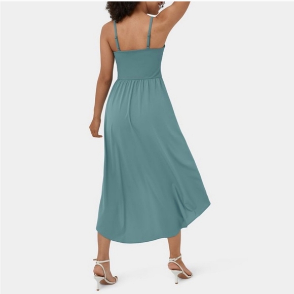 Halara Breezeful Asymmetric Hem 2-Piece Side Pocket Flowy Midi Dress Size S - Picture 2 of 4